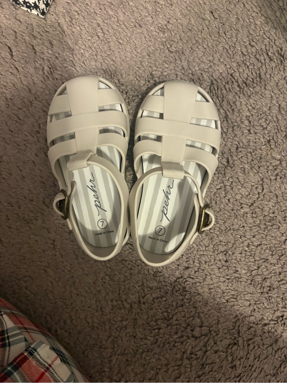 Pehr Little Girls' Cream Fisherman Sandals with Buckle